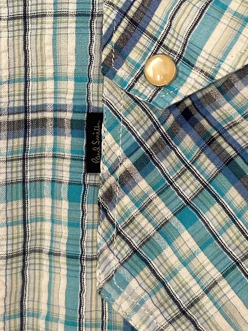 Paul Smith Jeans Mens Size L Long Sleeve Pearl Snap Button Down Plaid Shirt - Picture 5 of 16